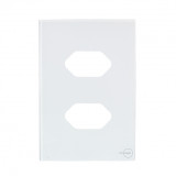 Placa p/ 2 Tomadas Separadas 4x2 - Novara Glass Branco